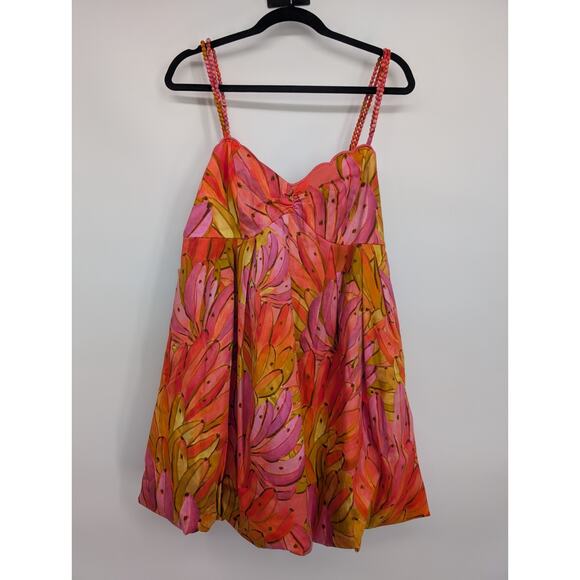 NWT Farm Rio Sleeveless V-Neck Bubble-Hem Mini Dress Size L #8A510 - Picture 2 of 13